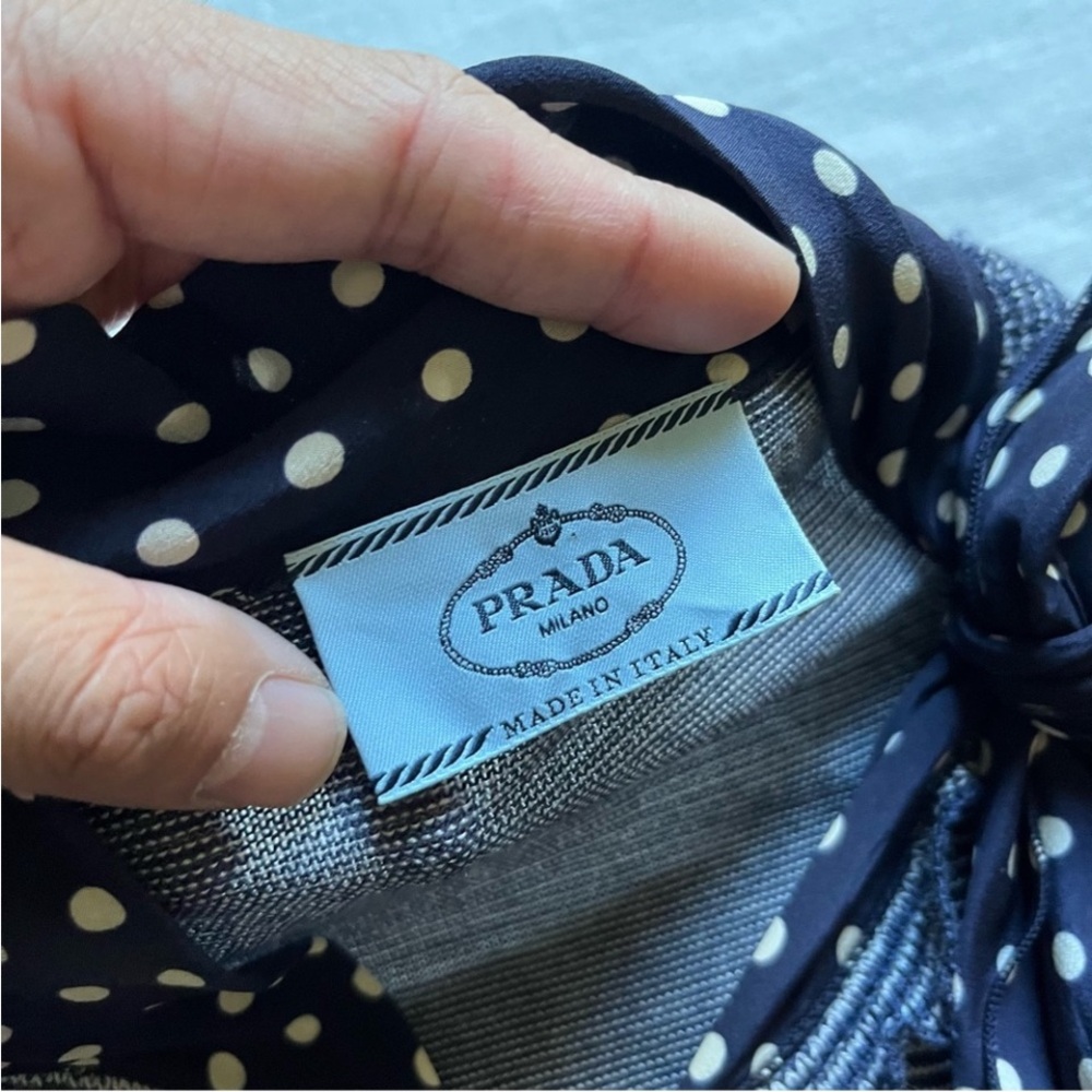 Authentic Prada button up with Polka Dot Scarf - Picture 6 of 11